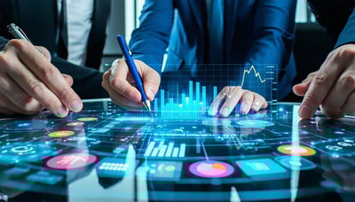 Business consulting and digital solutions illustration Business consulting and digital solutions illustration